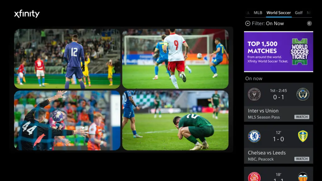 Soccer fans can watch games today from across the world with Xfinity’s World Soccer Ticket. More than just soccer, sports fans will be able to keep up with scores, standings and soccer news from their favorite teams or players.