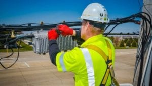 Technician working on network