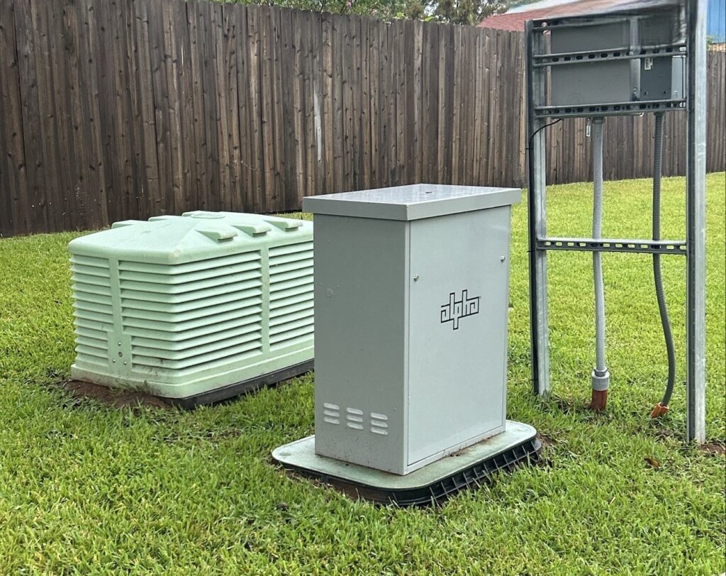 telecom pedestal (green box)